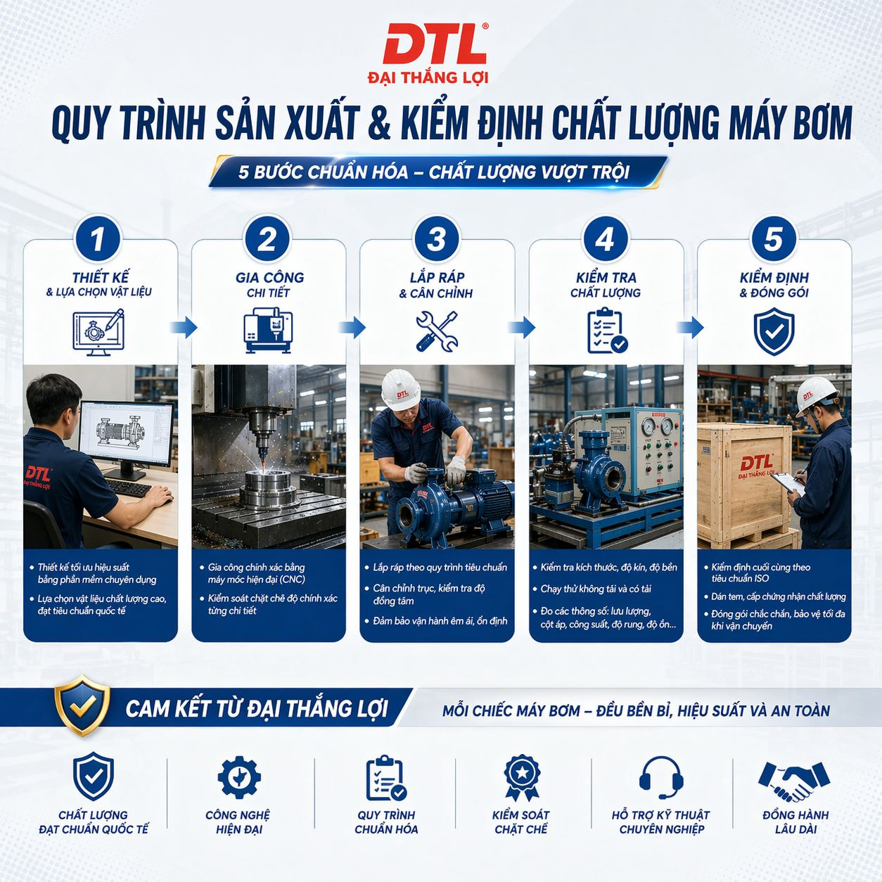 Quy trình sản xuất máy bơm đại thắng lợi