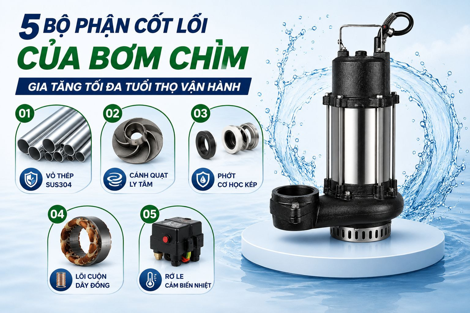 Bơm Chìm Nước Sạch Vỏ Inox BC GIÁ TỐT