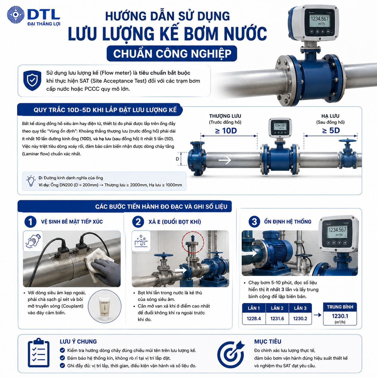 Hướng Dẫn Sử Dụng Lưu Lượng Kế Bơm Nước Chuẩn Công Nghiệp | DTL