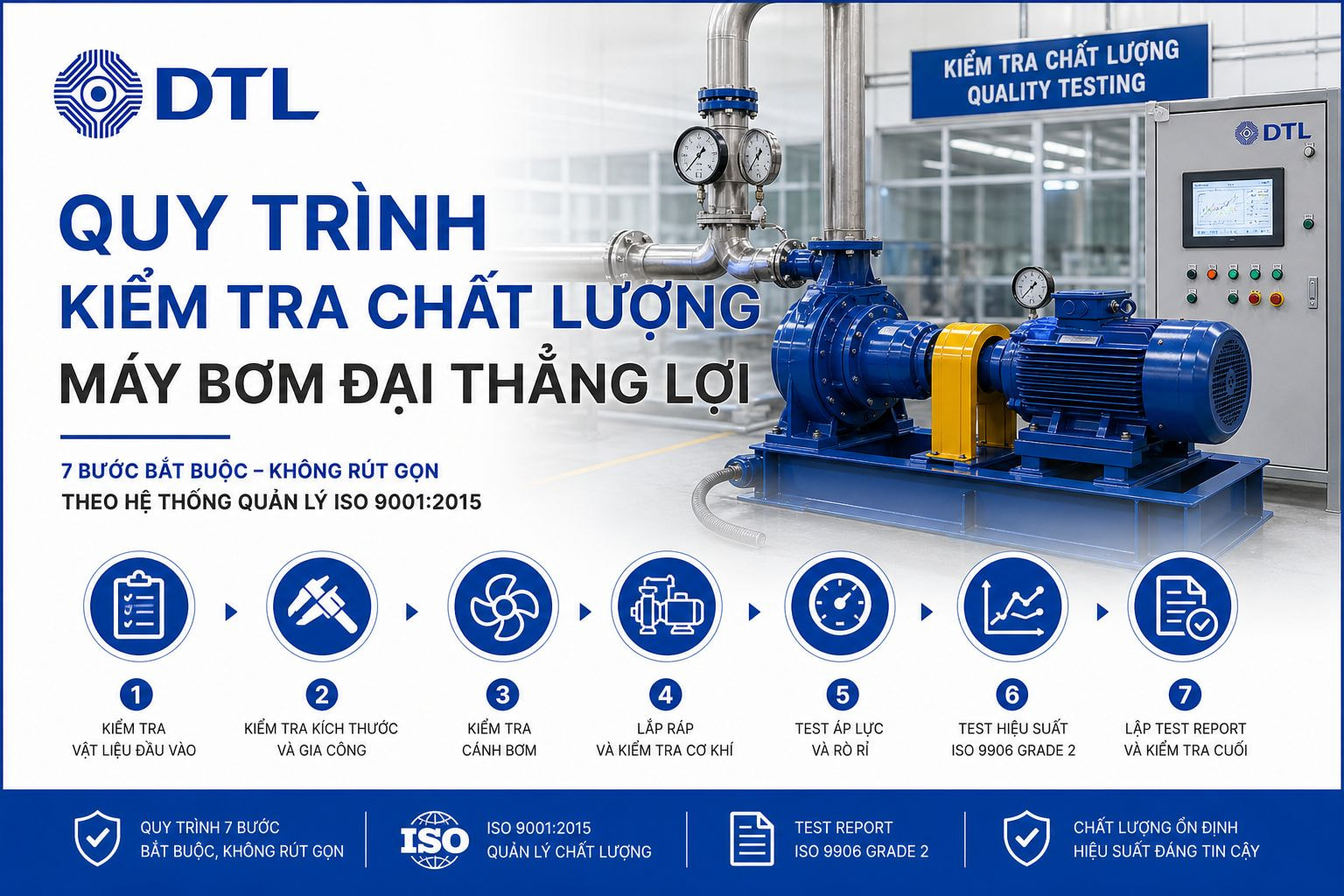 Quy Trình Kiểm Tra Chất Lượng Máy Bơm Đại Thắng Lợi