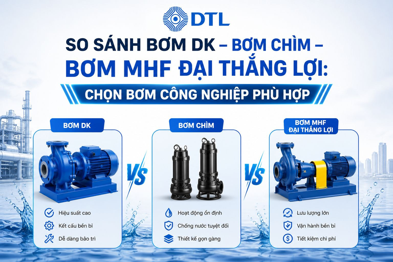 so sánh bơm DK bơm chìm bơm MHF