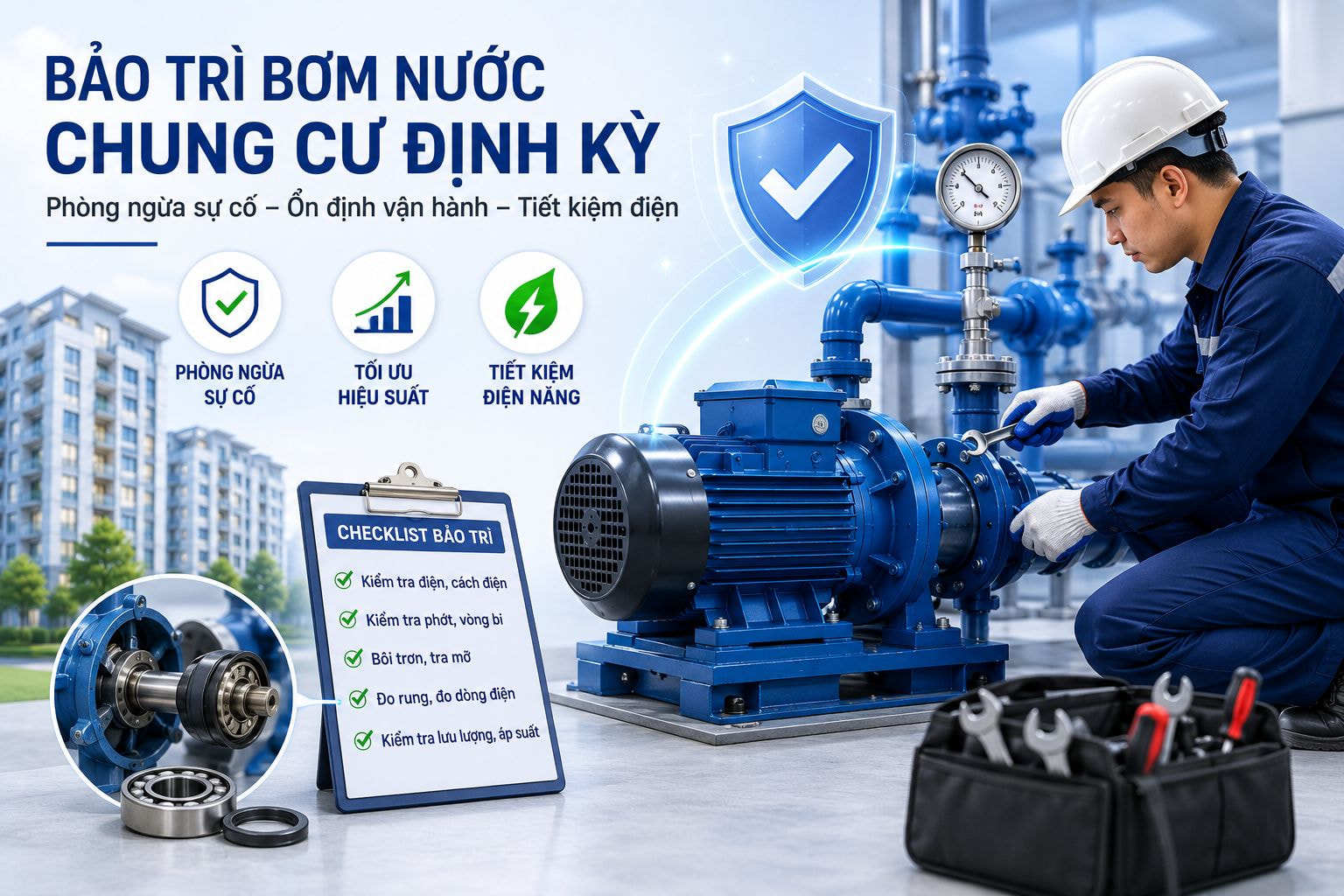 Bảo trì bơm nước chung cư định kỳ