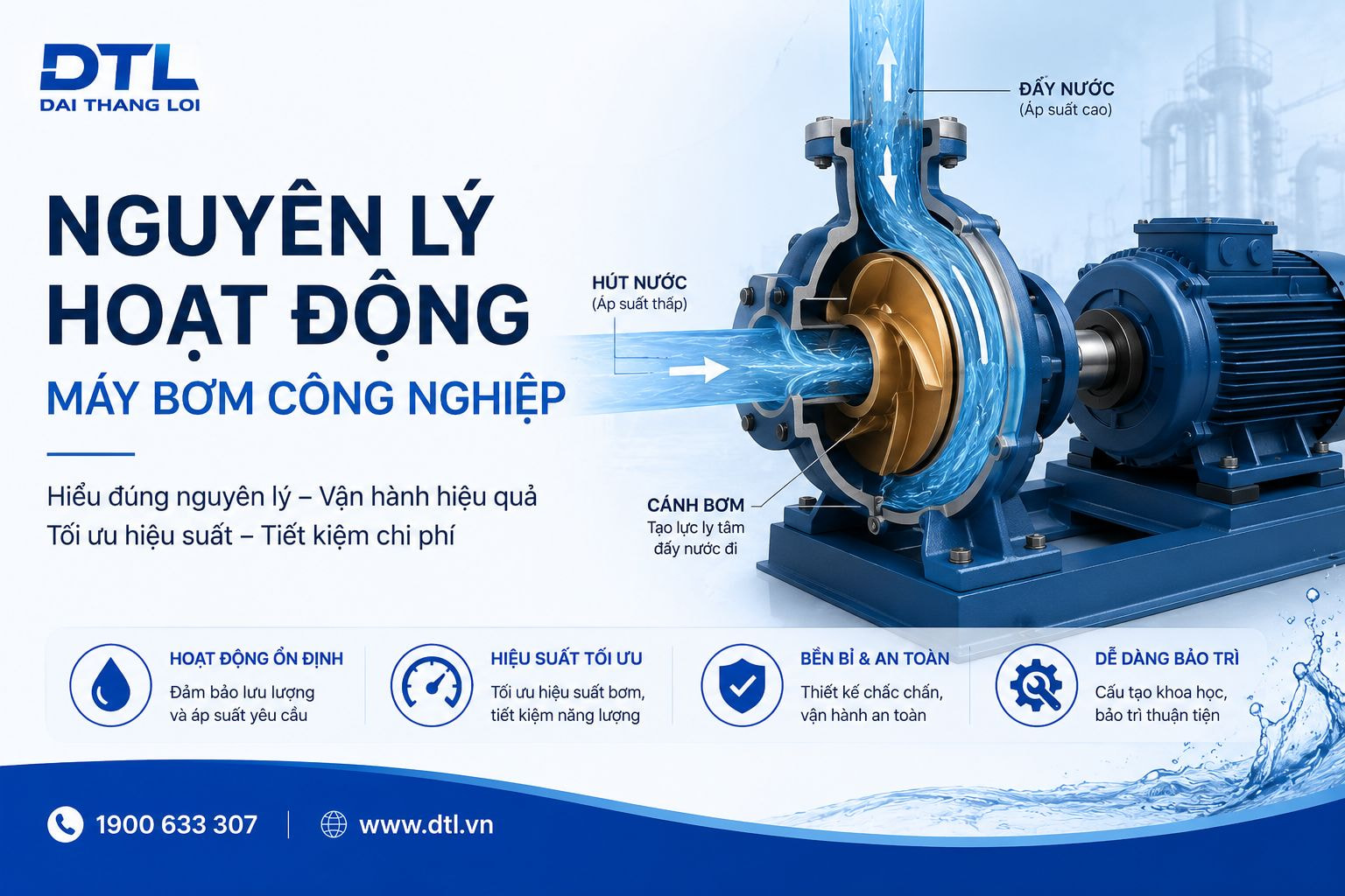 Nguyên lý hoạt động máy bơm công nghiệp và sơ đồ ma trận phân loại ứng dụng nhà xưởng